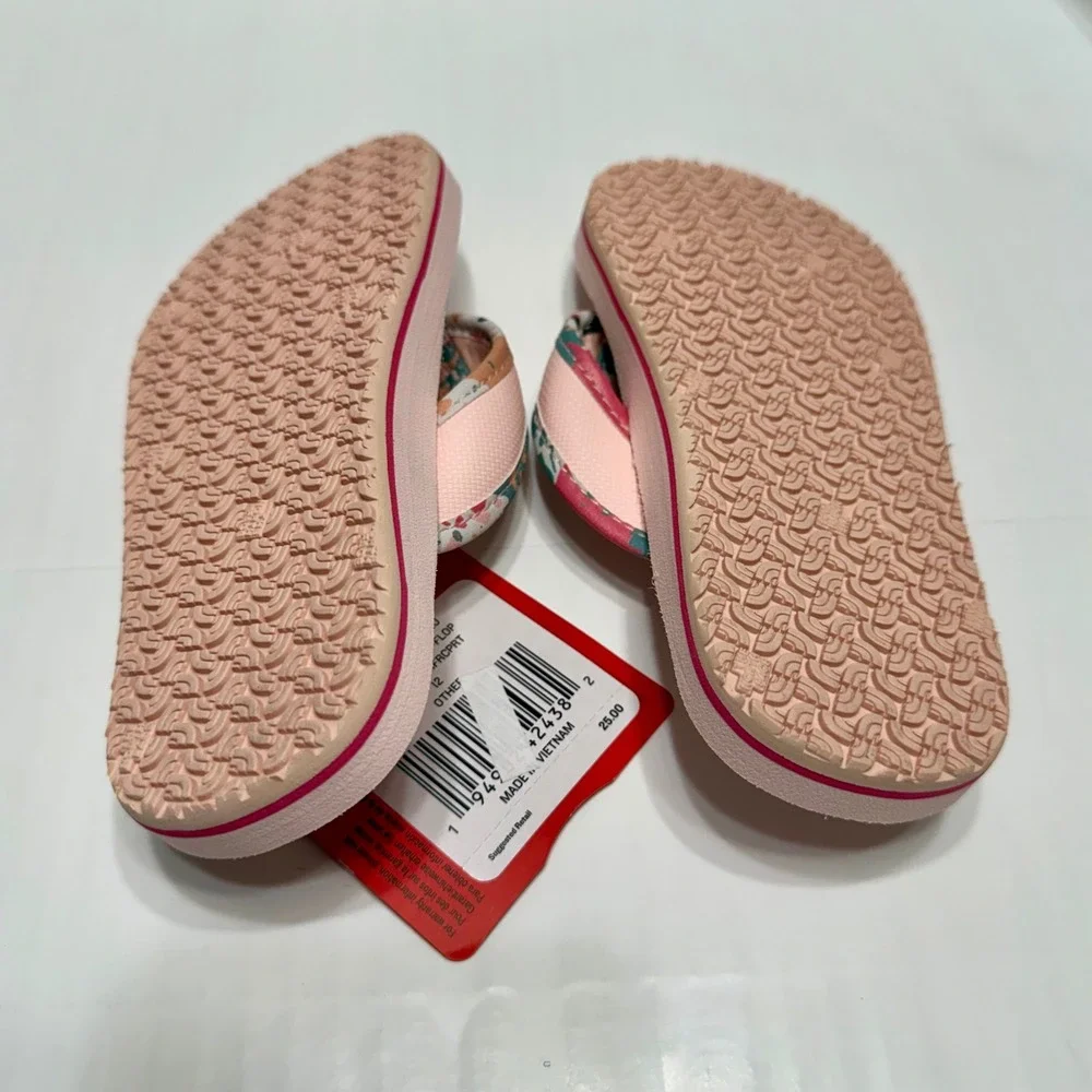 The North Face Kids Base Camp Flip Flops Pink Floral Sandals Size 12 NEW